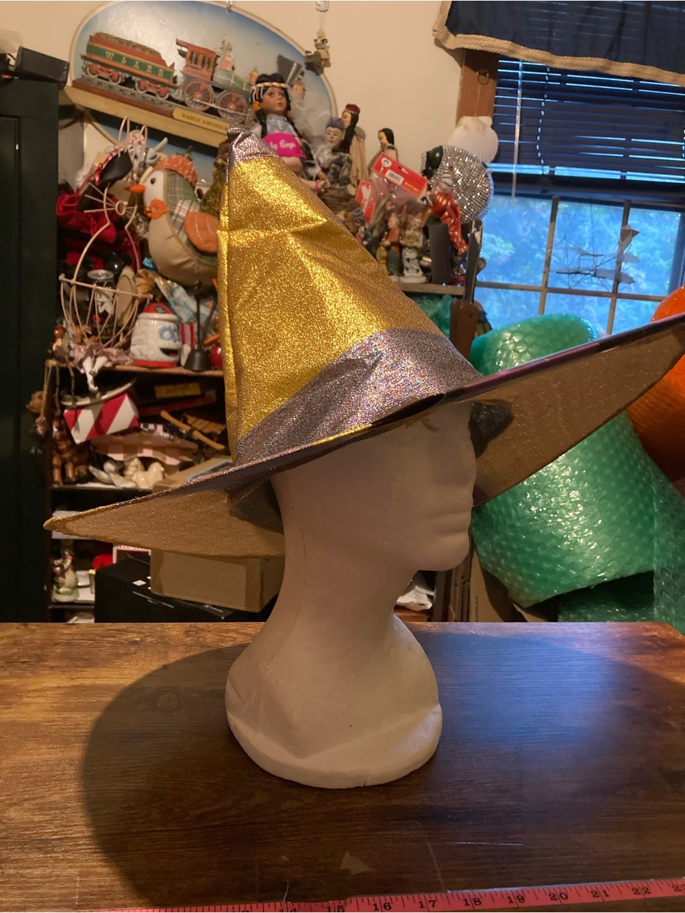 Vintage Fun World gold and silver Witches hat